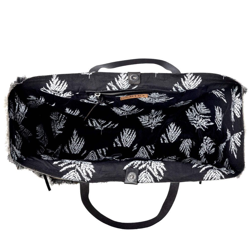 Myra Frayed Frontier Western denim Tote Bag for Women in denim black with fringe detail Myra USA