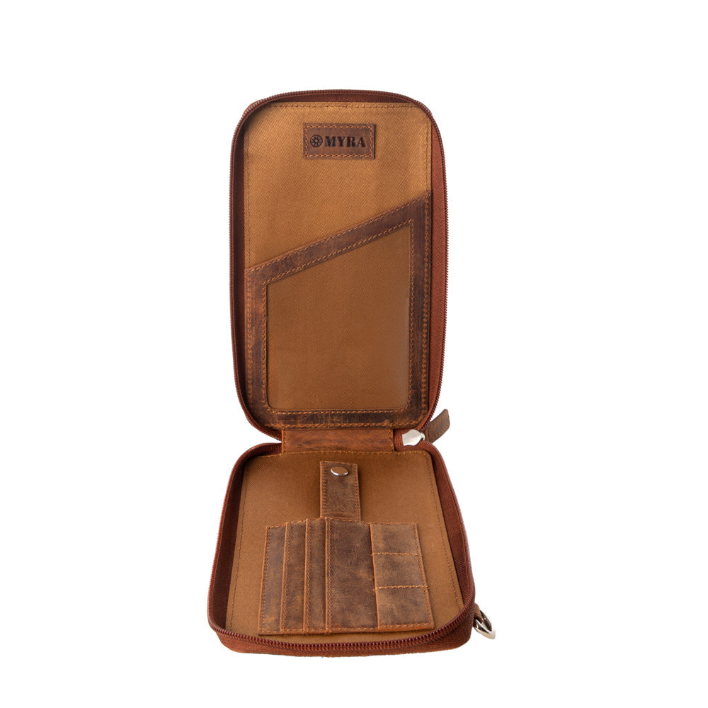 Myra Wildtouch Western Phone Crossbody in tan with leather detail Myra USA