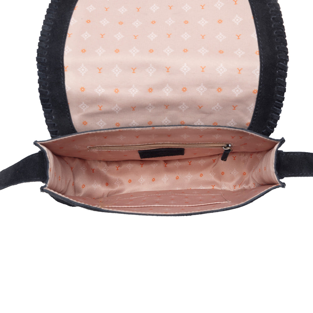 Myra Yellowstone Iron Frontier Suede Leather Bag in Jet Black Myra USA