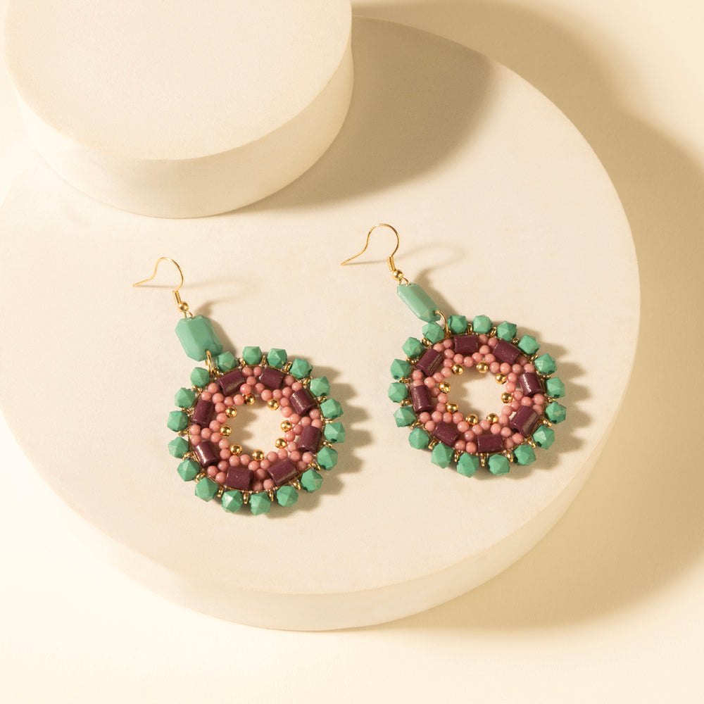 Myra Medallion Earrings in Turquoise Plum Myra USA