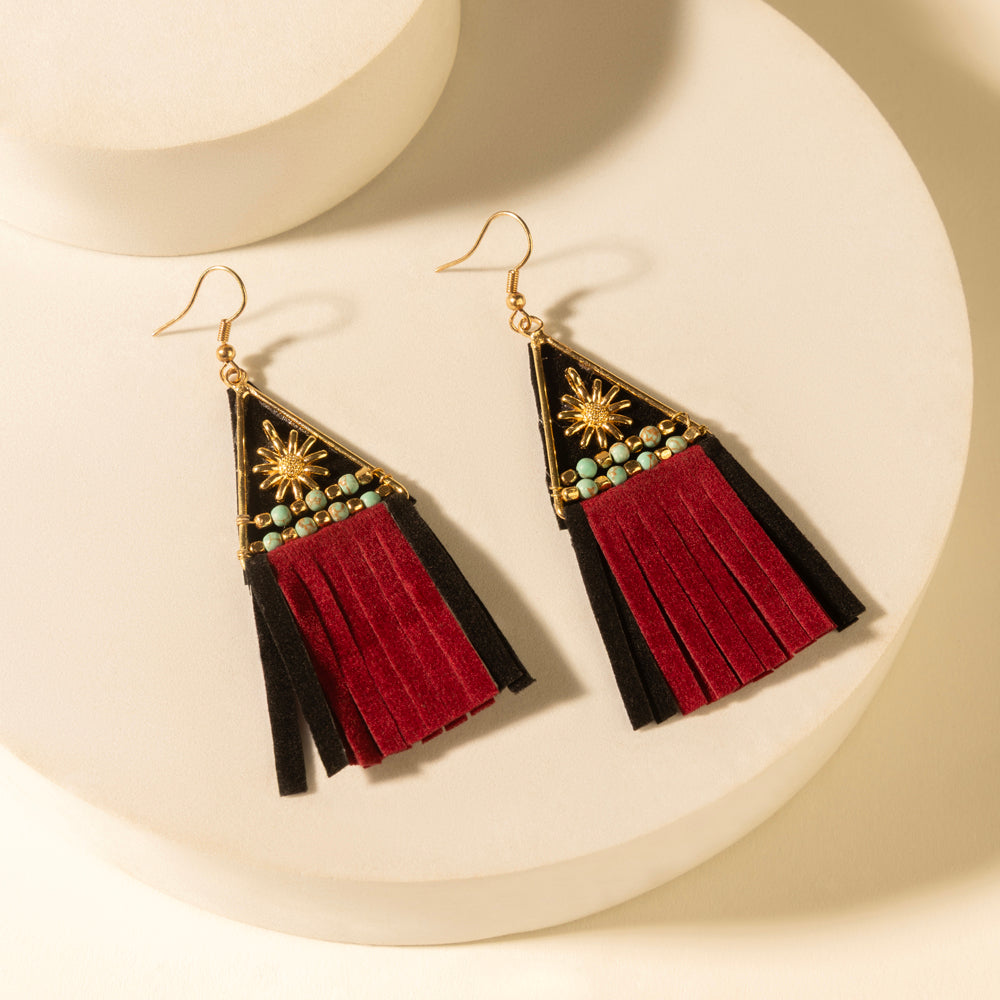 Myra Mesa Crest Tassel Earrings in Saddle Tan Myra USA
