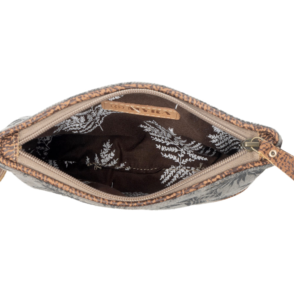 Myra Fernfield Vintage Wristlet for Women in olive with leather detail Myra USA