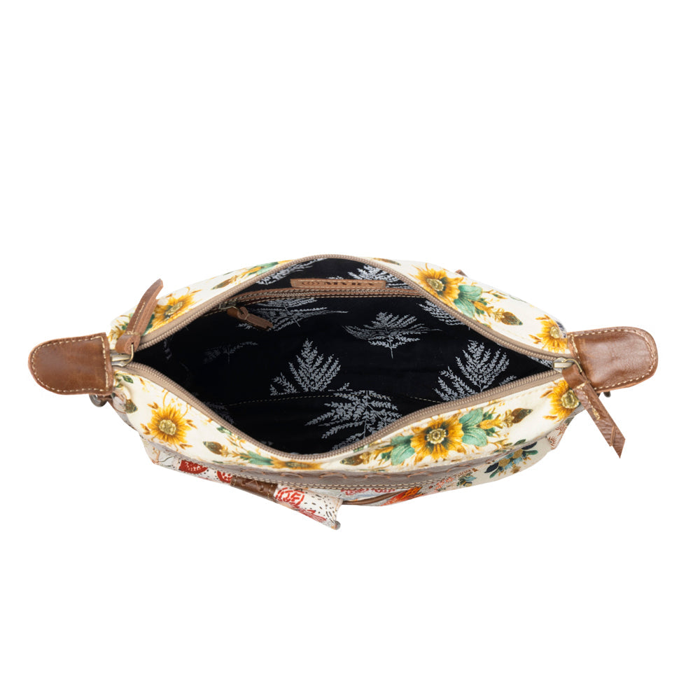 Myra Posy Mesa upcycled canvas Bag for Women in beige with floral detail Myra USA