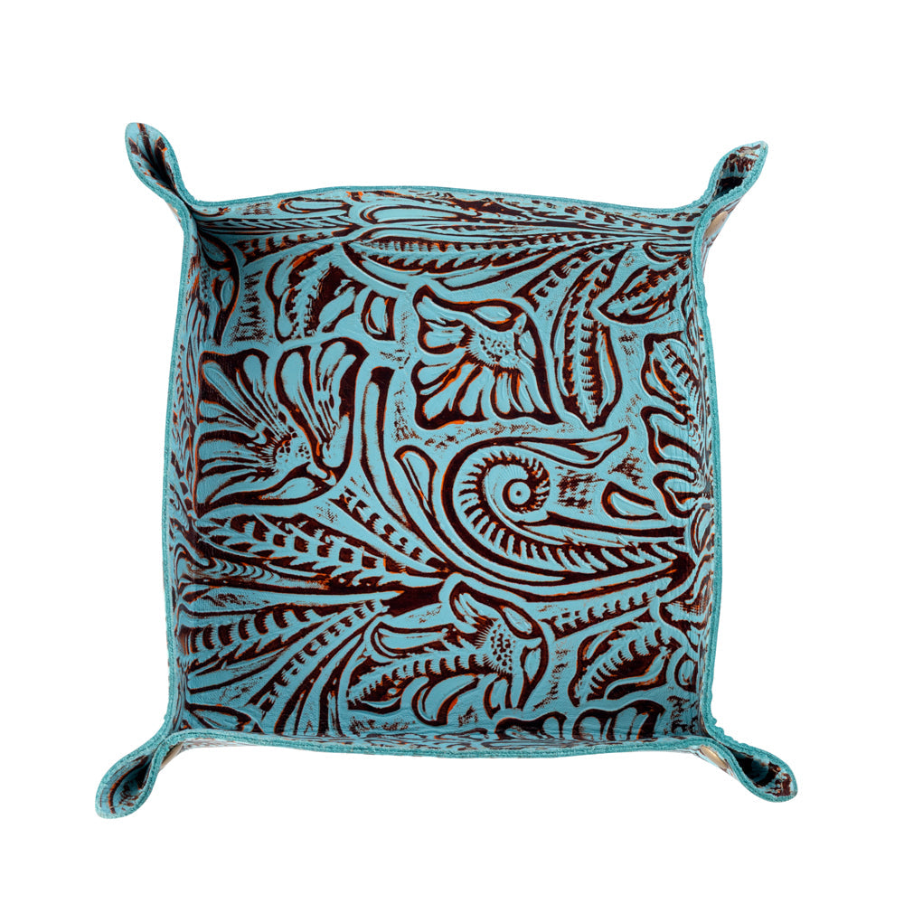 Myra Copperwind Leather Tray in Aqua Myra USA