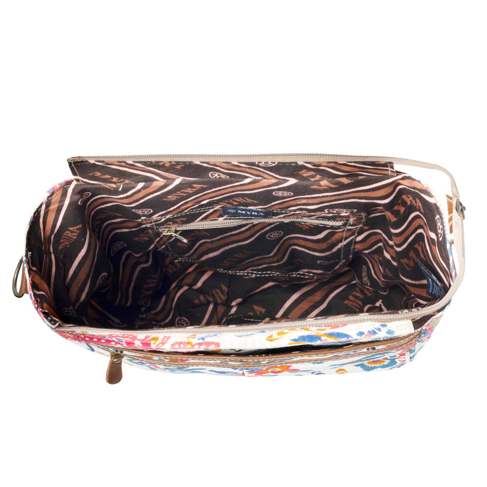 Myra Folkflora upcycled canvas concealed Carry Bag for Women in white Myra USA