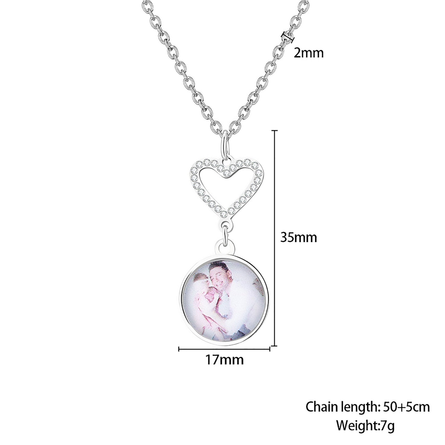 Customizable Photo Romantic Simple Small Heart-shaped Necklaces Exquisite Silver Color Clavicle Chain Women's Wedding Jewelry