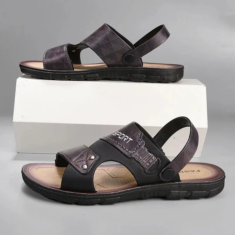 Leather Sandals For Men Summer Fashion Beach Shoes Male Trend Men's Casual Slippers Non-slip Open-toe Sandals Shoes Male NovaCart