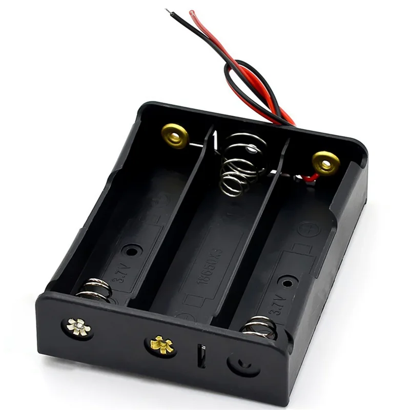 Black Plastic Battery Storage Case DIY Holder 1X 2X 3X 4X 18650 Battery Box with Wire Lead Pin for Electronics 18650 Battery Con Pi-Mart