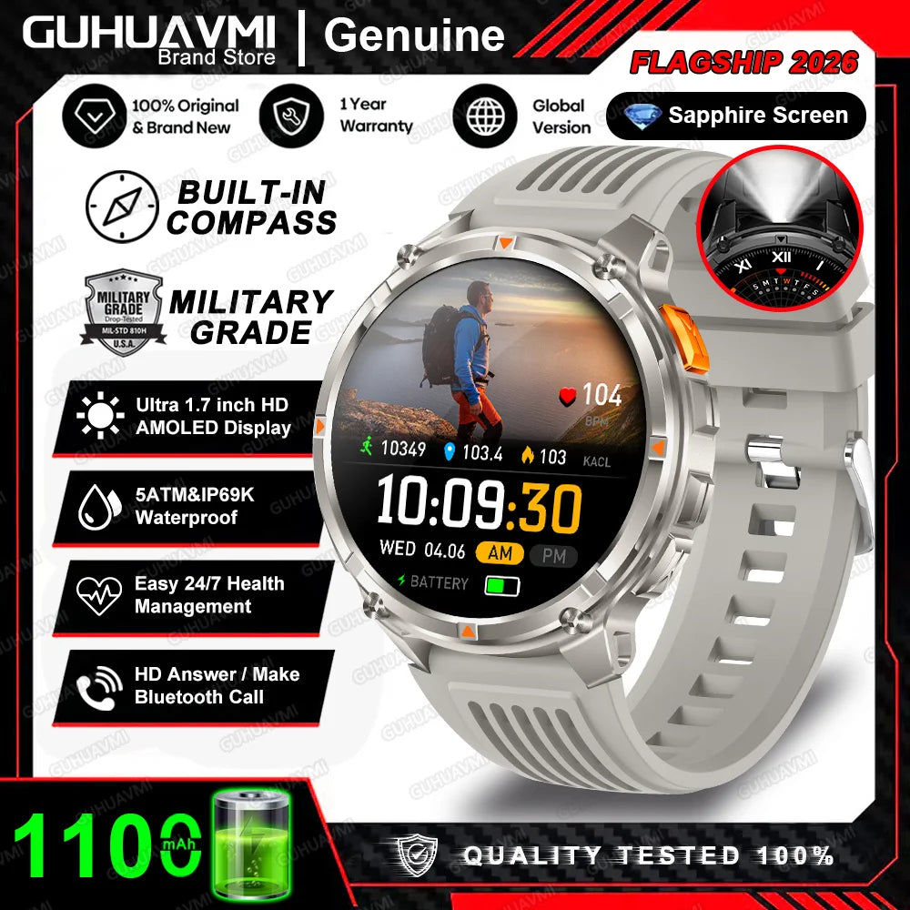 2026 New T-Rex3 Pro 1100mAh Battery Smart Watch GPS path 5ATM Waterproof Sports Run tracker Outdoors Compass Military Smartwatch NovaCart