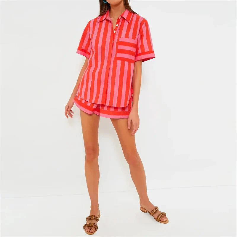 ๐ Lamuusaa 2-Piece Striped Summer Set โ 2000s Streetwear Revival FitiqueFit
