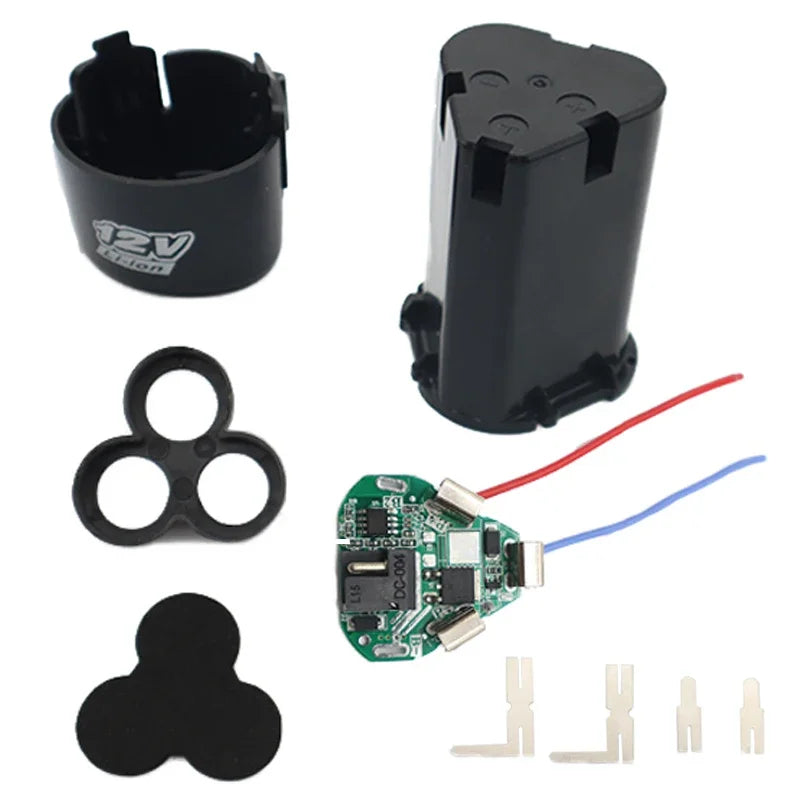 10.8V 12V Screwdriver Drill Battery Case Box with 18650 Hoder Brackets 3S 30A BMS Board for Shura Shrika Replace Use Pi-Mart