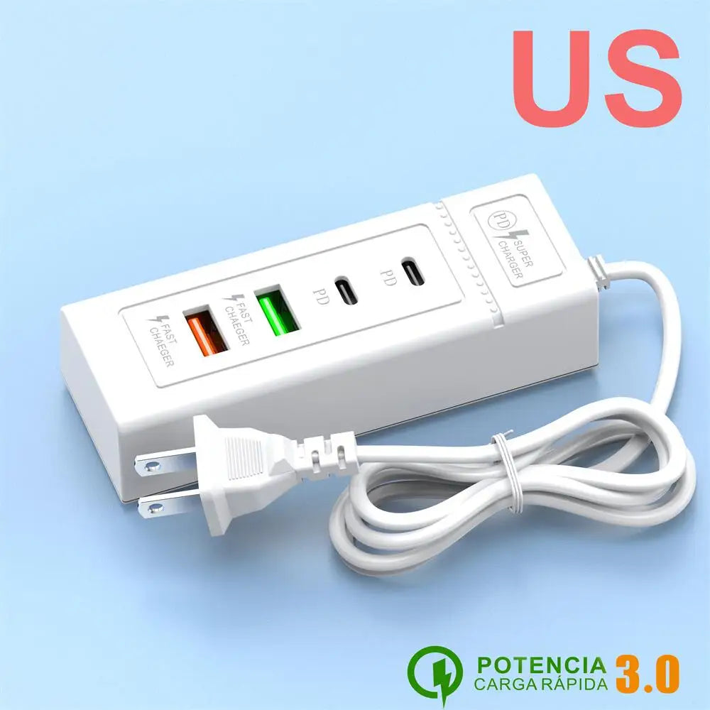 Multi Ports USB C Charger Power Strip PD Type C Fast Charging Wall Charger Socket Quick Charge 3.0 EU/US/UK Plug Power Adapter Pi-Mart