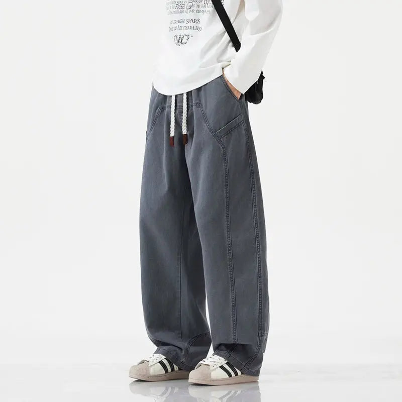 HIQOR High Quality 100% Cotton Work Pants Men Casual Straight Trousers Y2K Man Plus Size Cargo Pants Fashion Solid Workout Pants NovaCart