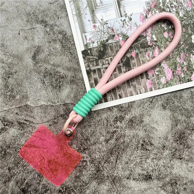 Wrist Strap for Phone Contrasting Colors Lanyard Keys Metal Keyring Accessories With Patch Cellphone Charm Luxury Hand Strap NovaCart