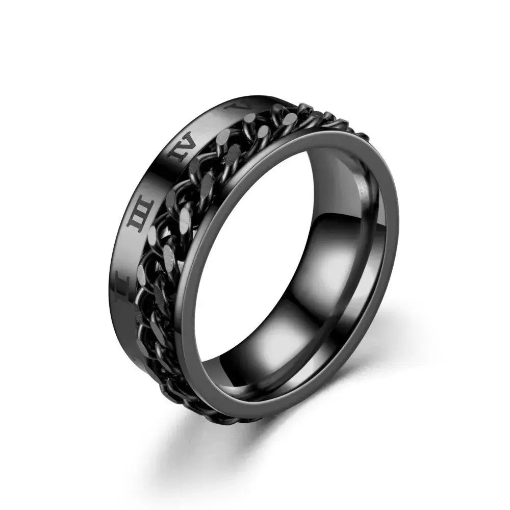 Spinning Anxiety Rings Free Shipping Items For Men Titanium Steel Rotatable Chain Fidget Joint Ring Jewelry Anillos De Hombres NovaCart