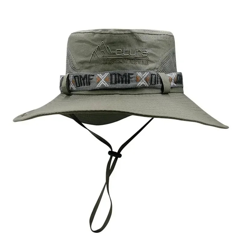 1Set bucket hat Summer Men UV Protection Hiking Beach Sunscreen Cap Bucket Hats Summer Hunting Hat Mesh Fisherman Safari Hat Pi-Mart