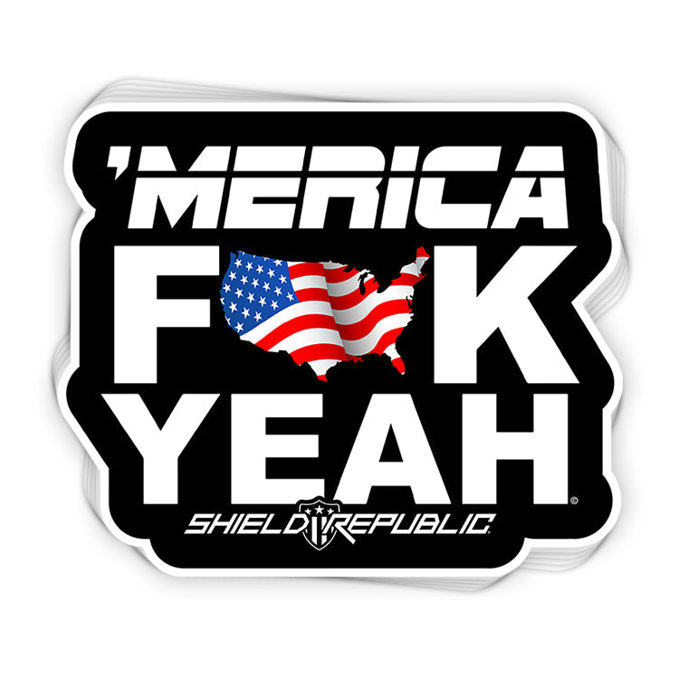 Merica Fuck Yeah Decal Shield Republic