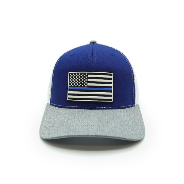 Thin Blue Line Flag PVC Patch Hat Shield Republic