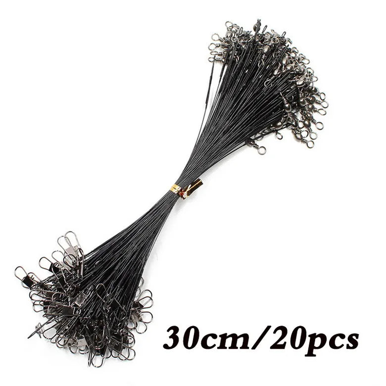 Anti Bite Steel Fishing Line Steel Wire Leader With Swivel Fishing Accessory Lead Core Leash Fishing Wire 15cm 20cm 30cm Pi-Mart