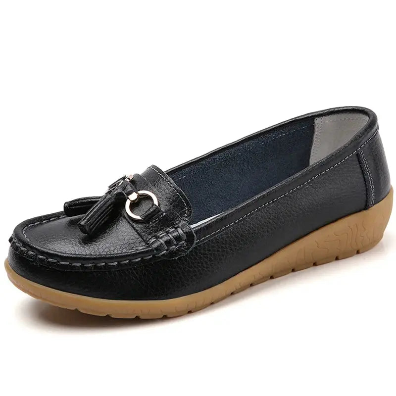 Women's Loafers White Shoes For Woman Genuine Leather Flats And Loafers Slip On Comfortable Woman Shoes Leather Women Moccasins NovaCart
