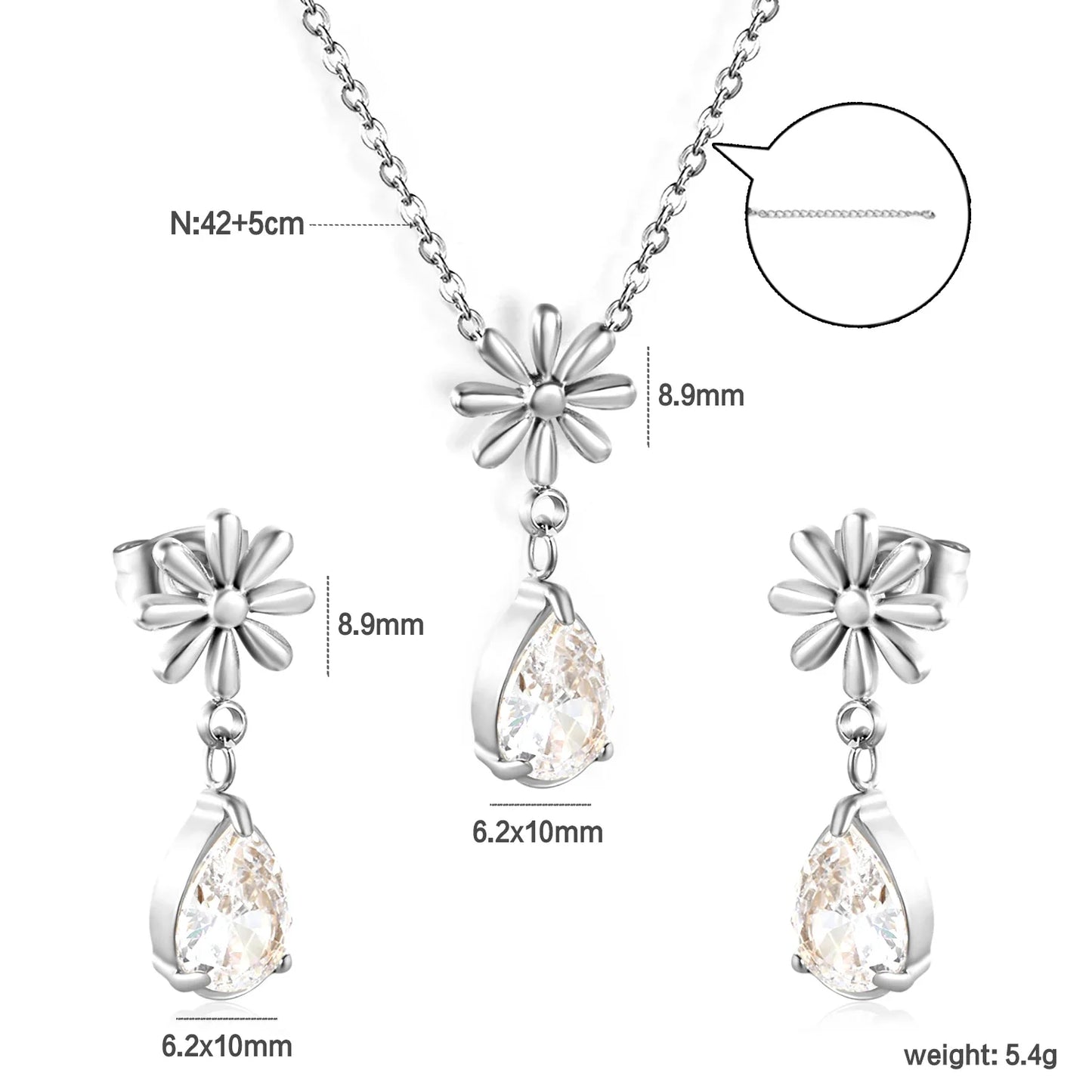 Crystal Jewelry Set Waterproof Sparkle Shine