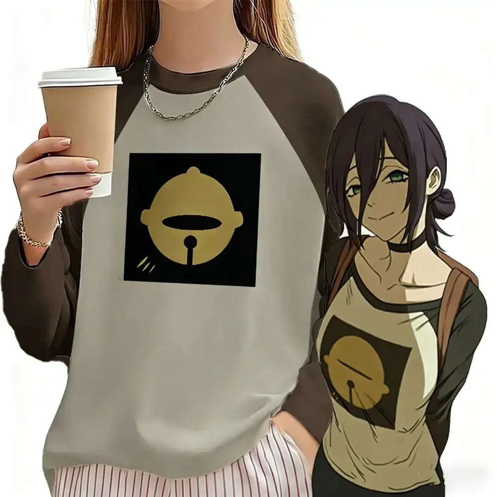 Japanese Anime Reze Cosplay Long-sleeve T-shirt Chainsaw Men's And Women's Clothes Y2K Street Harajuku Style Crew Neck Top NovaCart