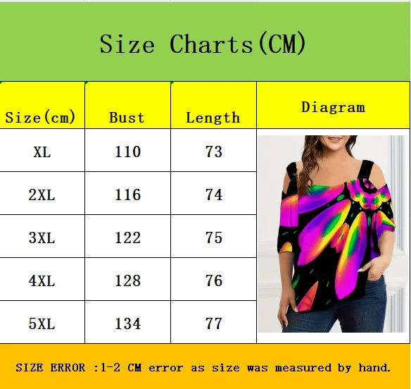 New Strap Off-The-Shoulder Print Plus Size Women's Short Sleeve