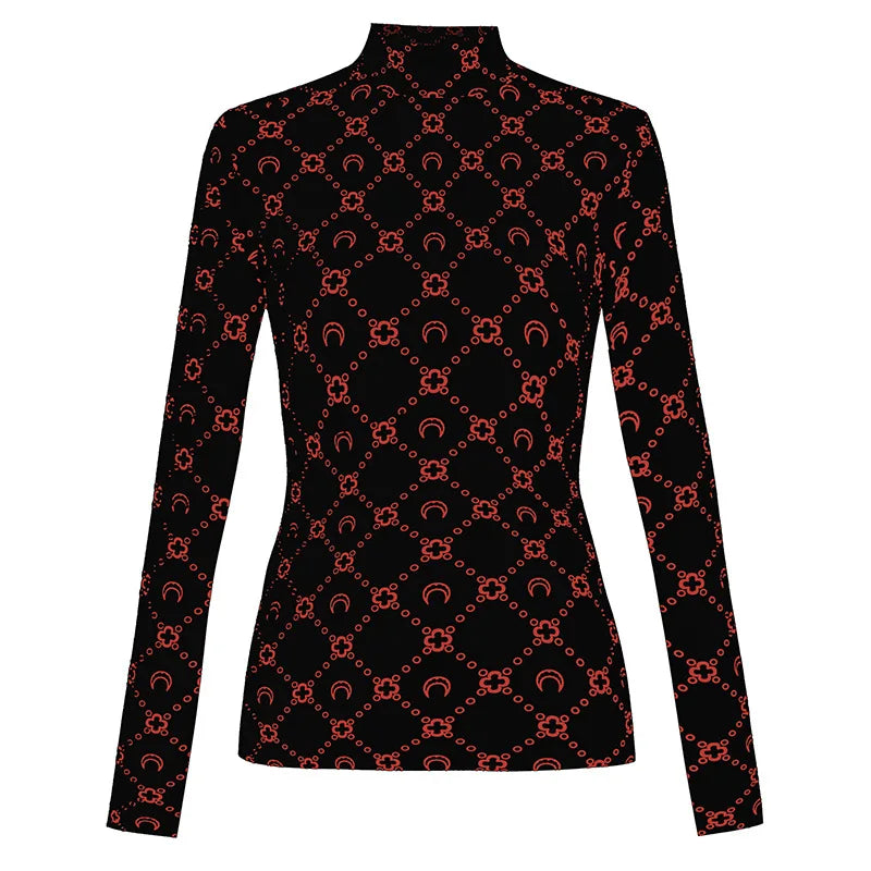 Woman Clothes Korean Moon Print Long Sleeve T-Shirt Fashion Casual Layered Sun Protection Top Ice Silk Basic Tee Spring Autumn NovaCart