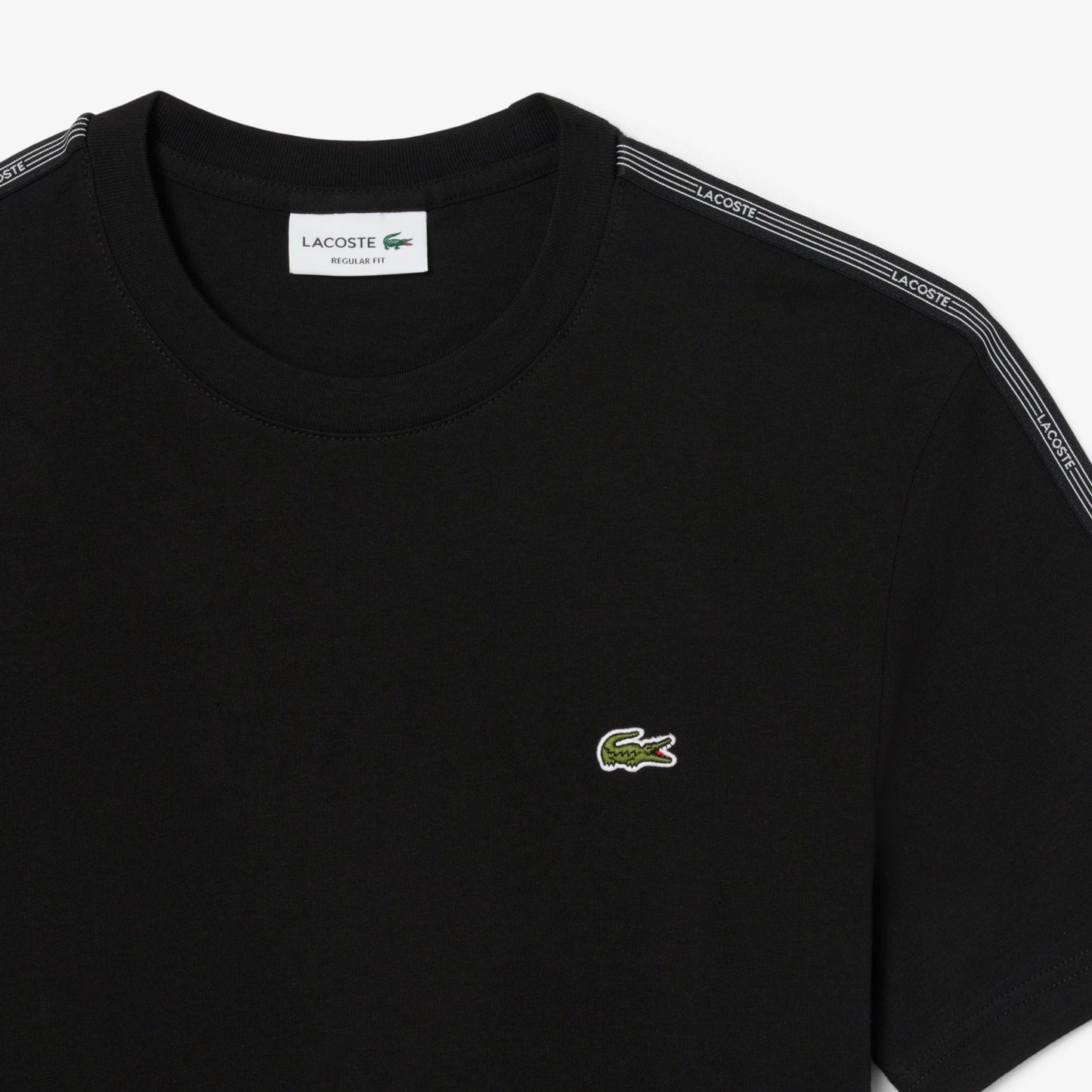Lacoste Branded Stripe Band Tee - Black Denim Exchange