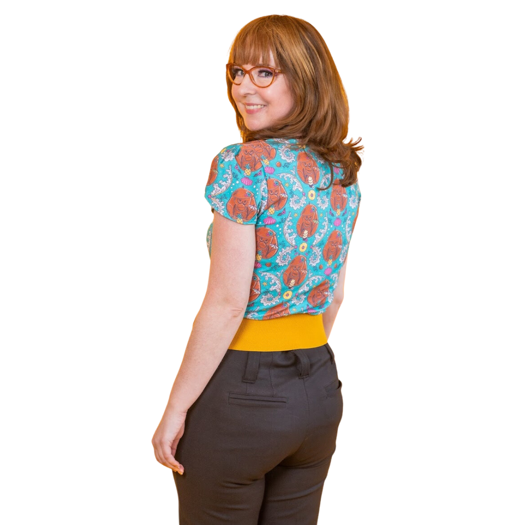 Cheeky Monkeys Tulip Sleeve Tee in Blue Hawaiian Blue Platypus Clothing