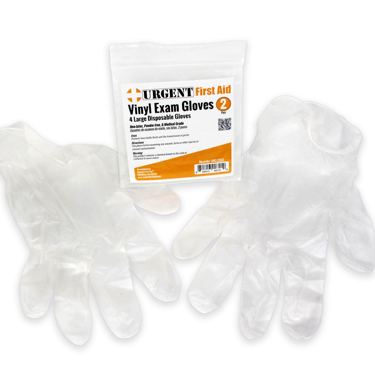 Disposable Gloves, Large, 2 Pair Per Bag quakekits.com