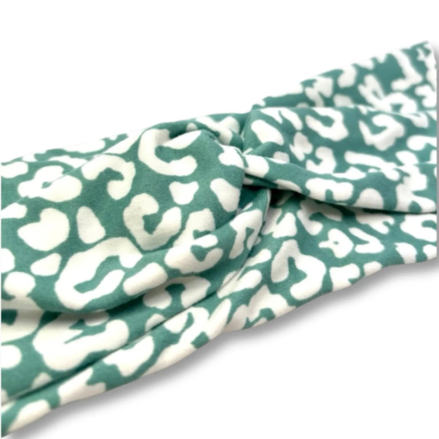 Teal Leopard Twist Knot Headband Enchanted Scrunch
