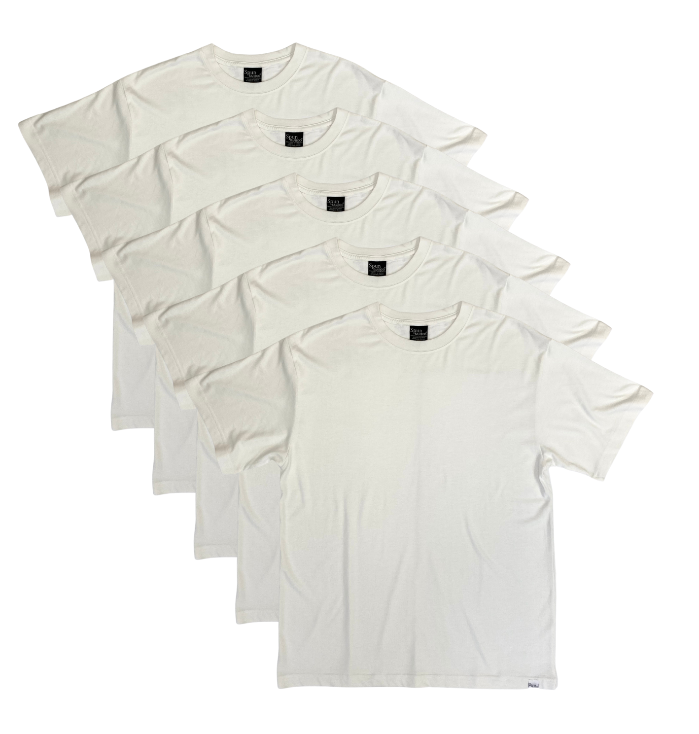 Men's Bamboo Viscose/Organic Cotton Short Sleeve T-Shirt Off White Color - 5-Pack Spun Bamboo