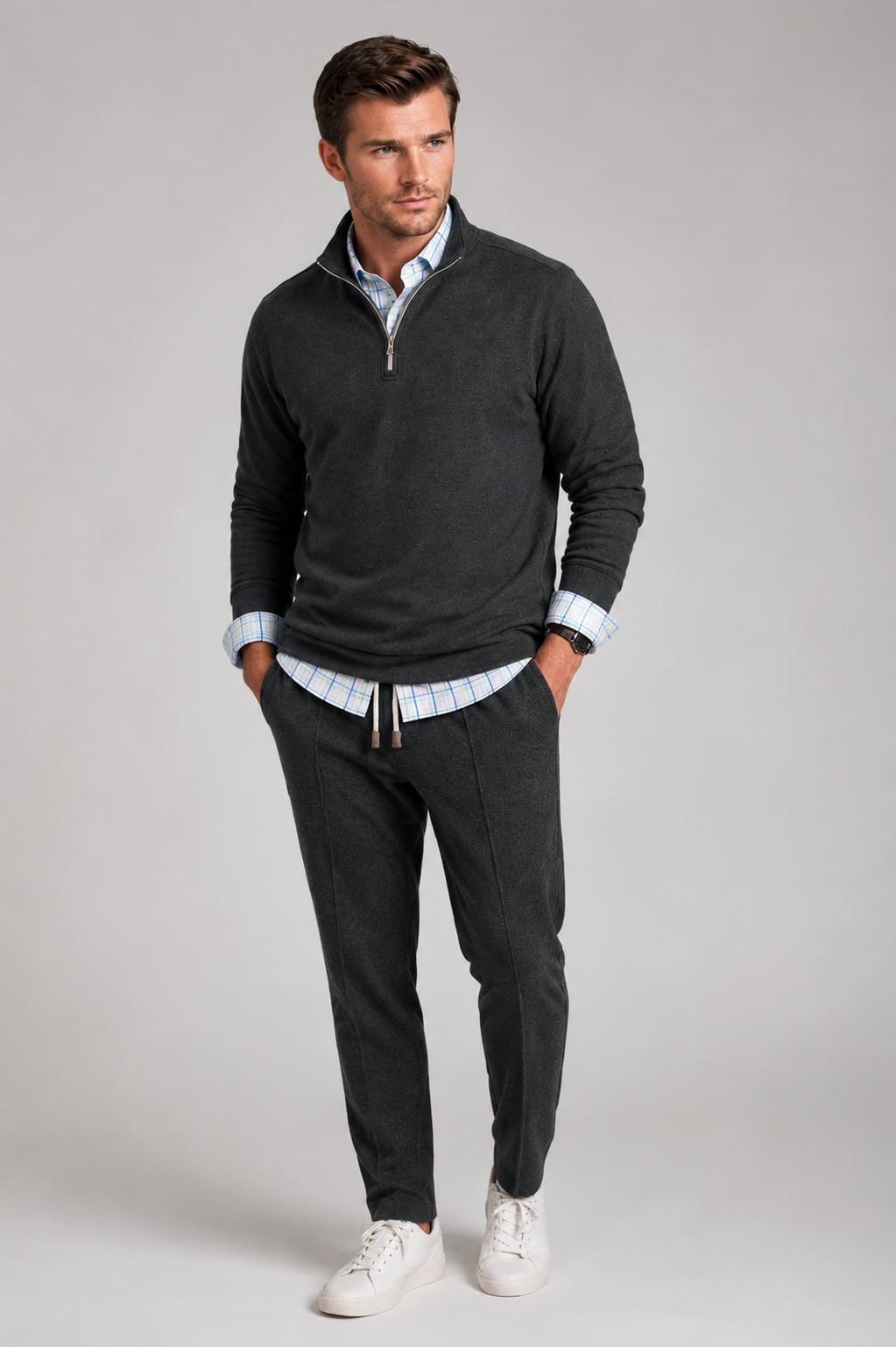 Voey Quarter Zip Sweatshirt - Charcoal Gray Buki