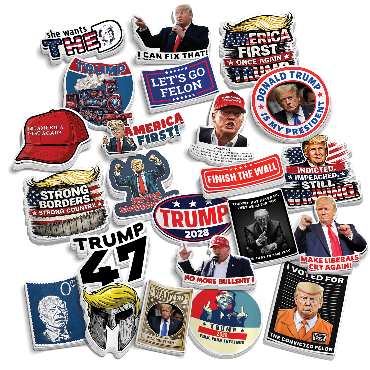 Trump 32 Piece Sticker Pack Armed American Supply
