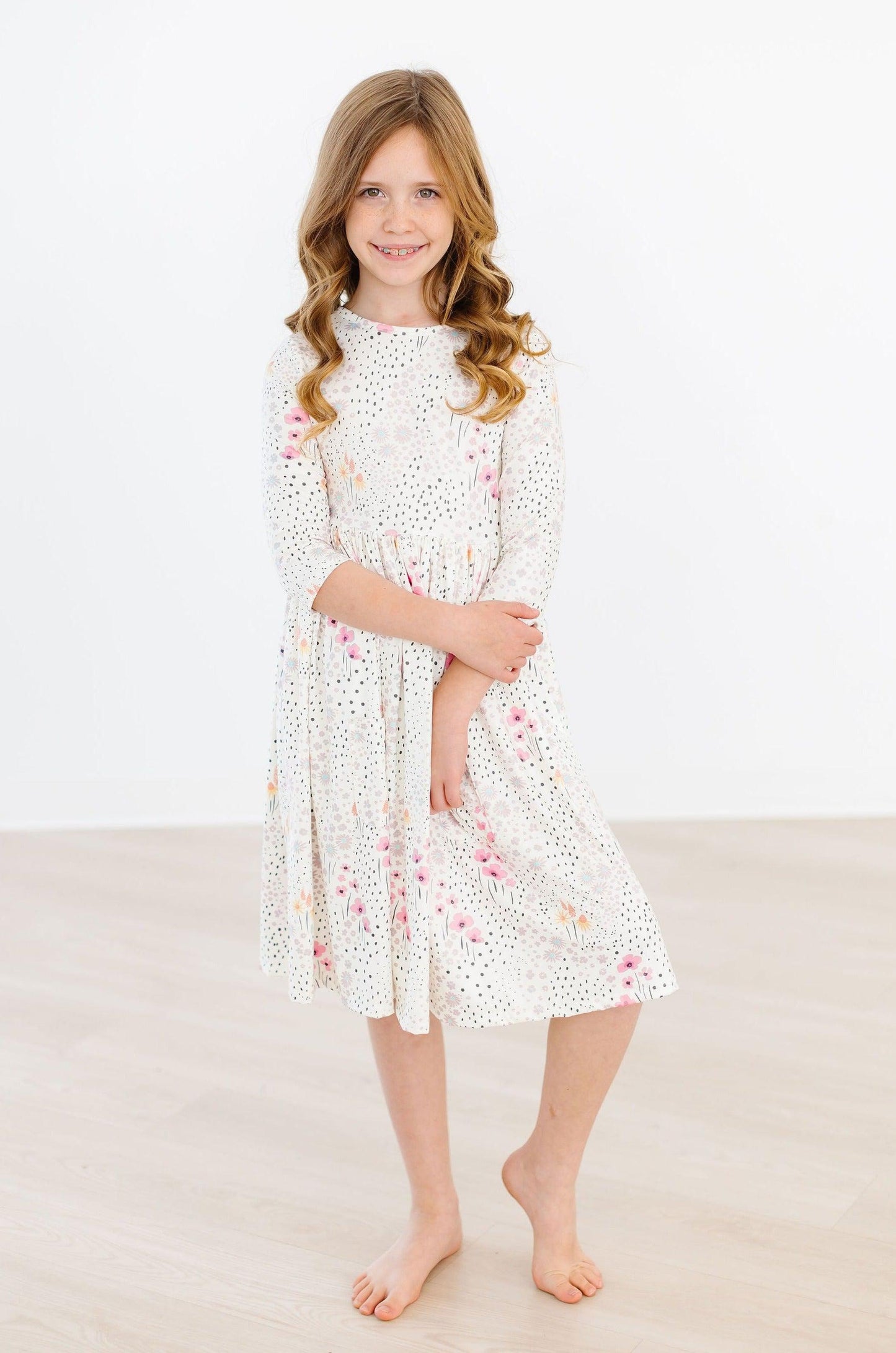 SALE Whimsical Wildflowers 3/4 Sleeve Pocket Twirl Dress Mila & Rose ®