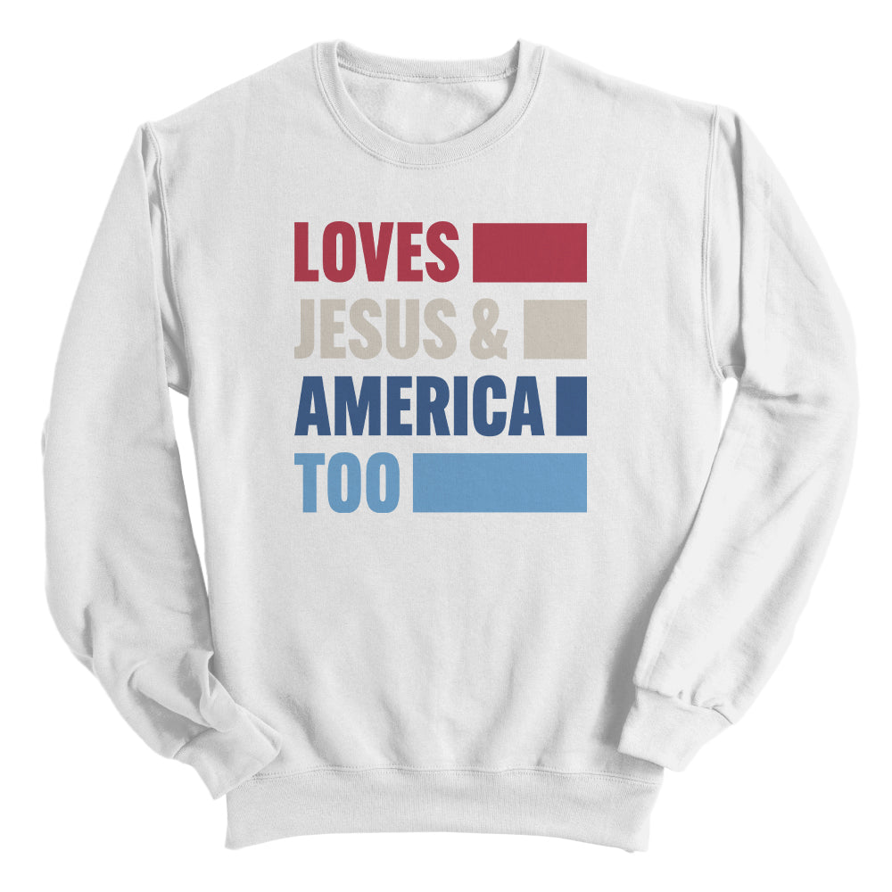Loves Jesus & America Too Bold (Front) Shield Republic