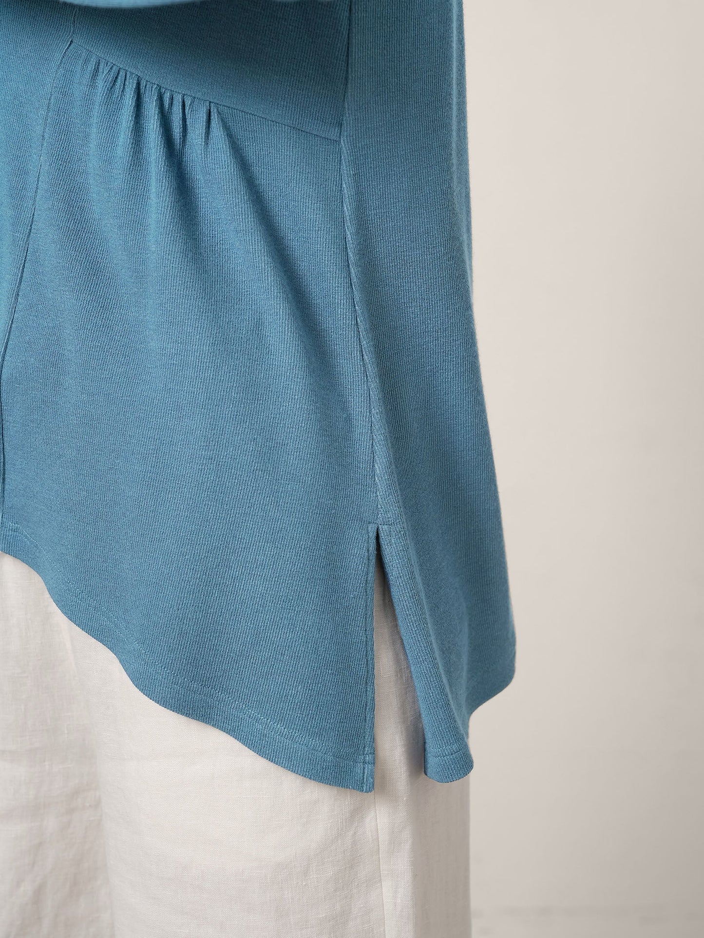 Wool-Blend Sweetheart Pleated Long Sleeve Top AMBER