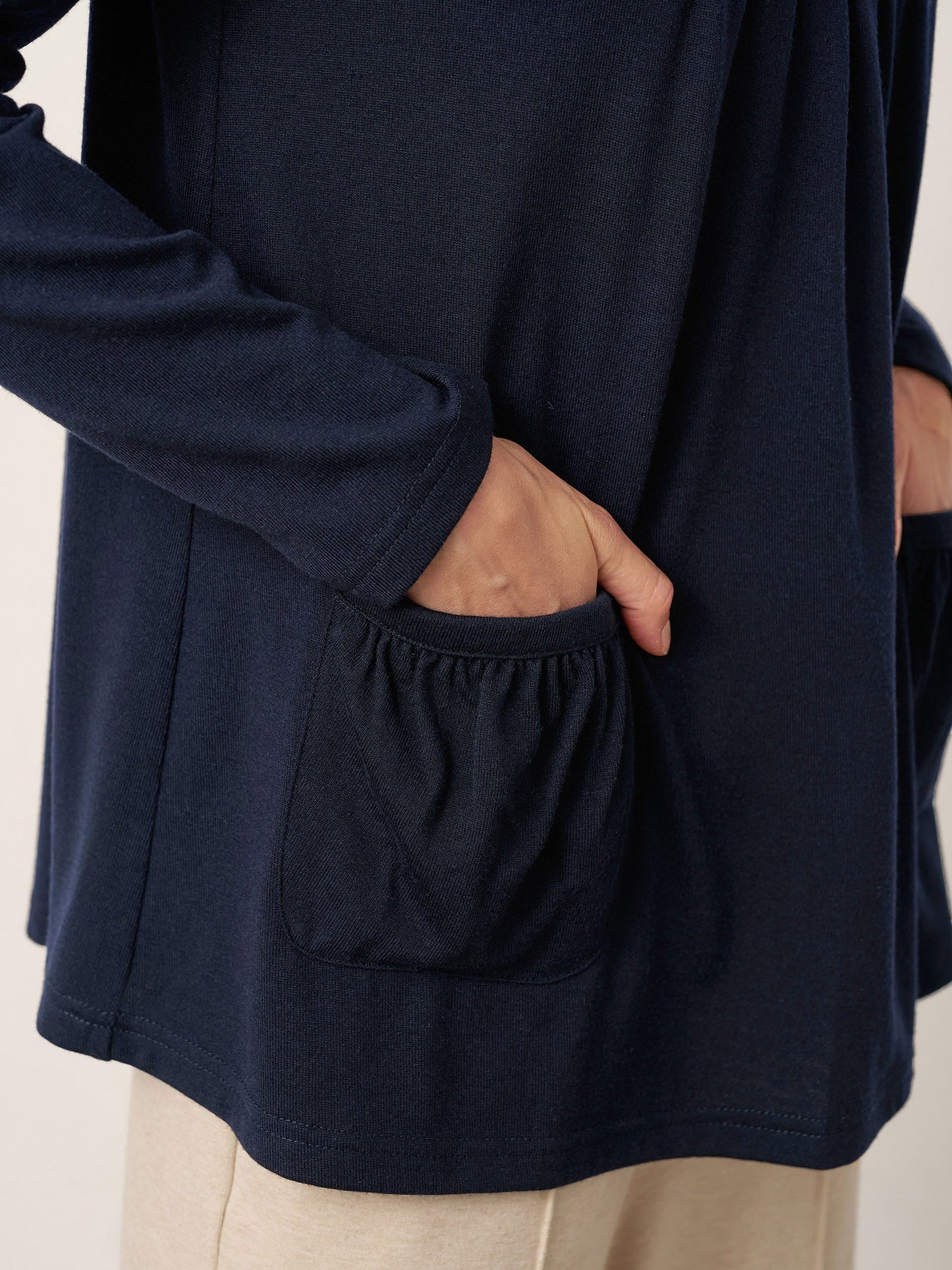 Wool Pleated Front Long Sleeve Top IVA
