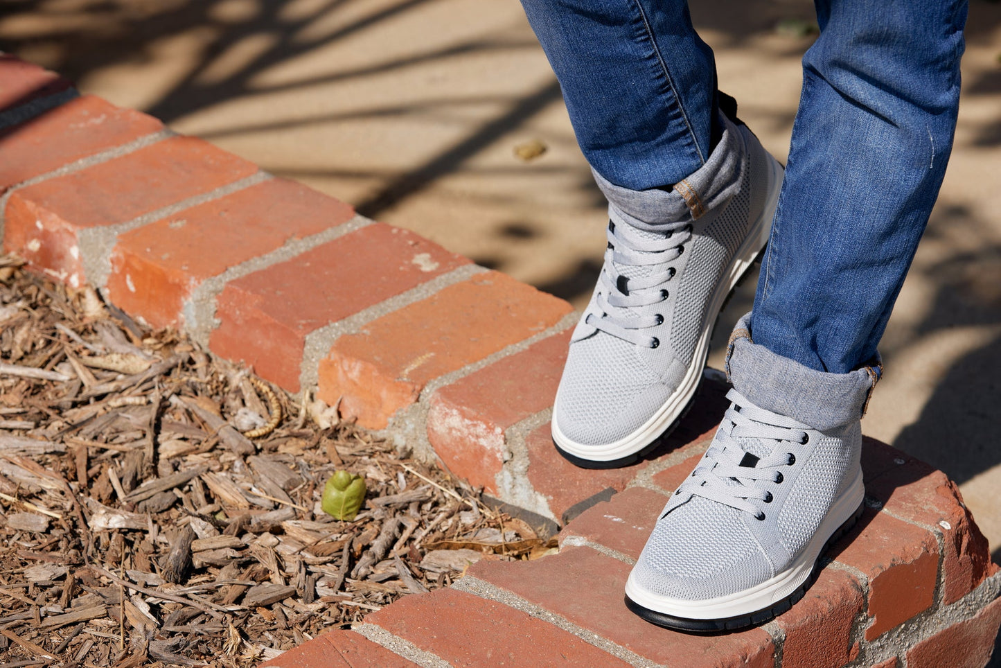 CALTO - X2324 - 2.4 Inches Taller (Pewter Grey/White & Black Sole) - Lace Up Casual Sneaker - Lightweight Tallmenshoes.com