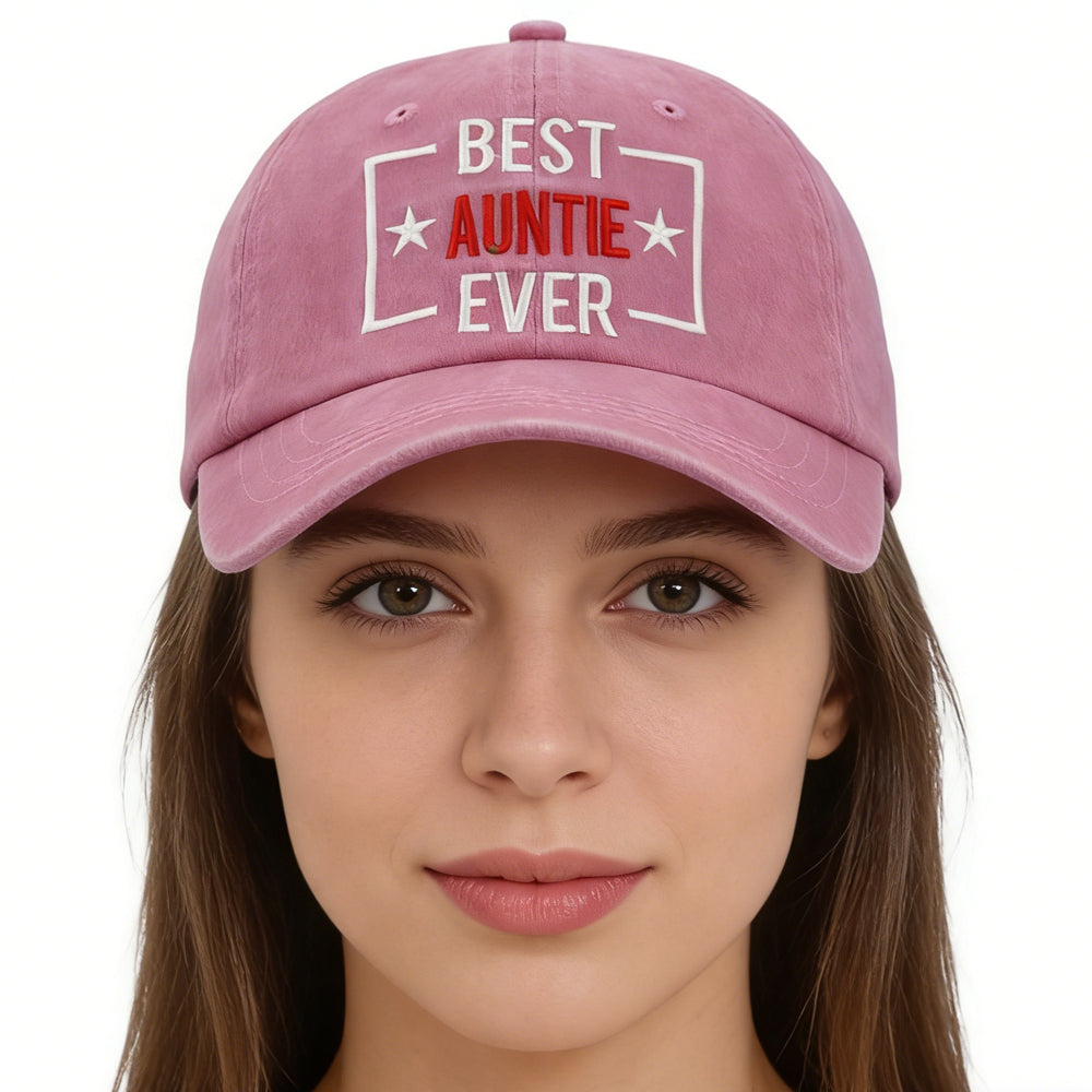 Best Auntle Ever Adjustable Wash Cotton Baseball Cap FitiqueFit