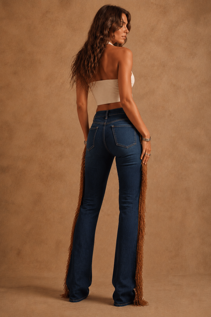 Judy Boot Cut Fringe Jean in Dark Wash GJG DENIM
