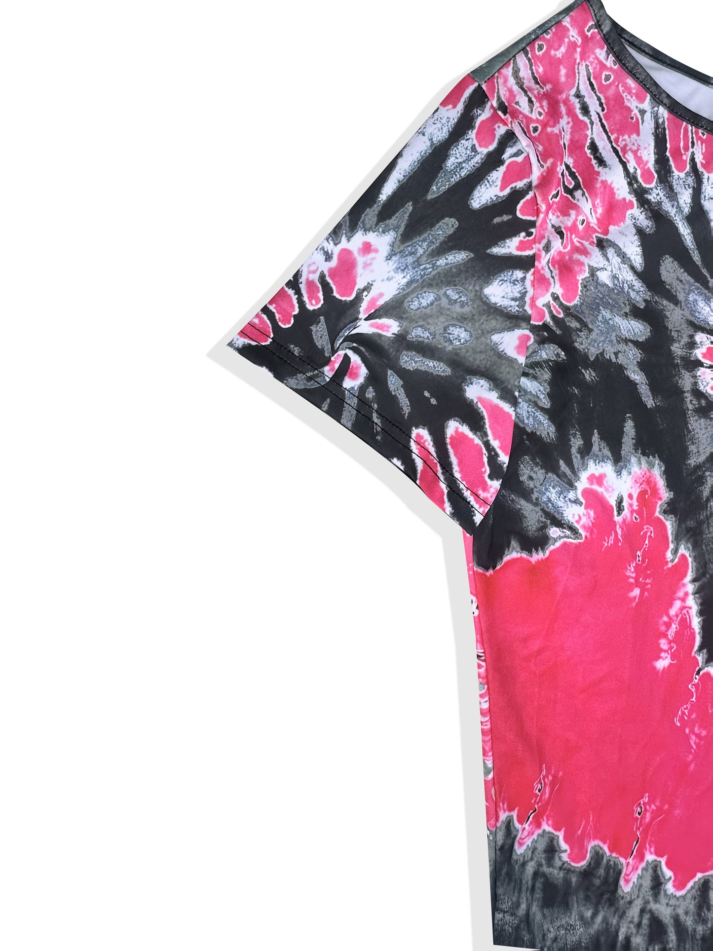Pink Black TieDye Cold Shoulder Tee