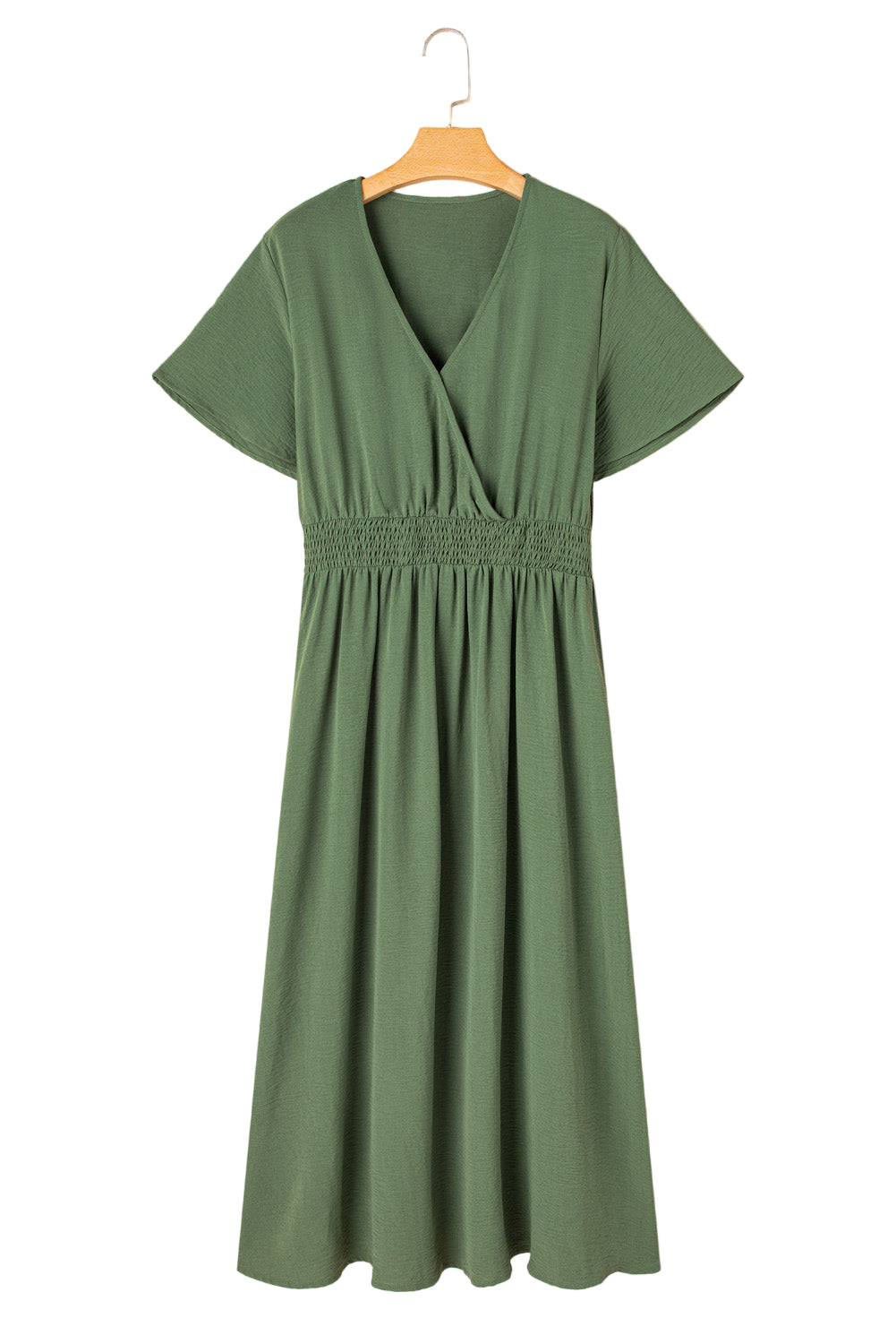 Four Leaf Clover Surplice Neckline Shirred High Waist Plus Size Maxi Dress Garden Naked Curves
