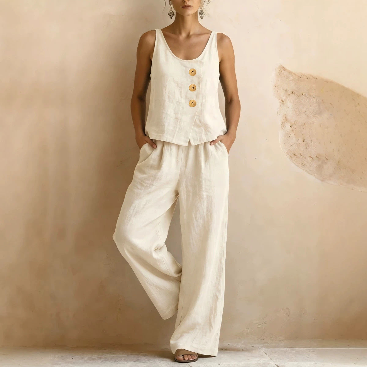 Women's Sleeveless Tank Top & Pants Two-Piece Set FitiqueFit