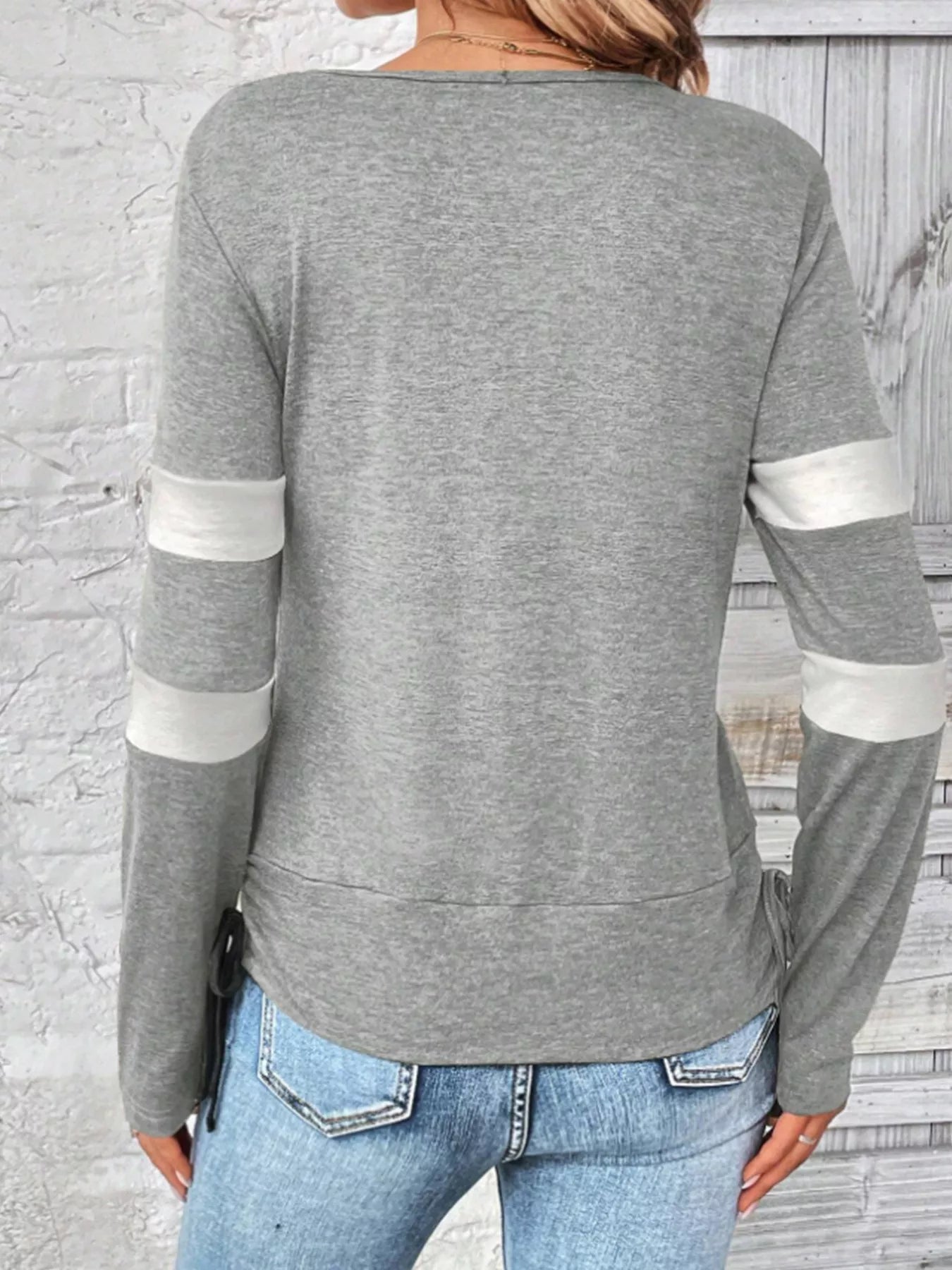Cowl Neck Long Sleeve Fake Two-Piece T-Shirt New Era Fashion LLc