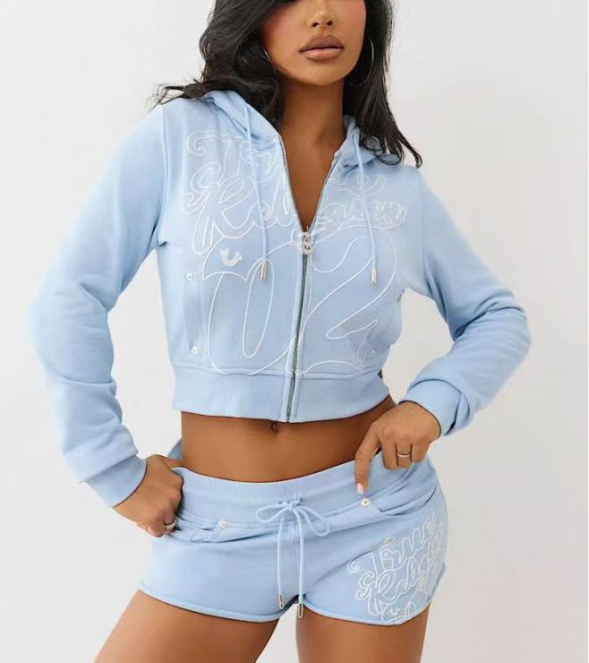Printed Zip-Up Cardigan Jacket And Shorts Fashion Set New Era Fashion LLc