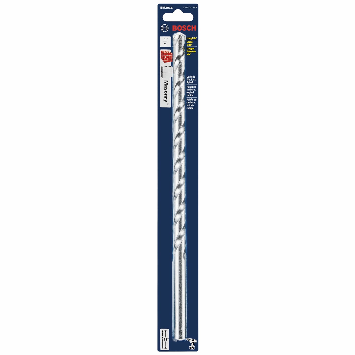 BOSCH BM2016 1/2 In. X 11 In. X 13 In. Fast Spiral Rotary Masonry Drill Bit VM Hardware