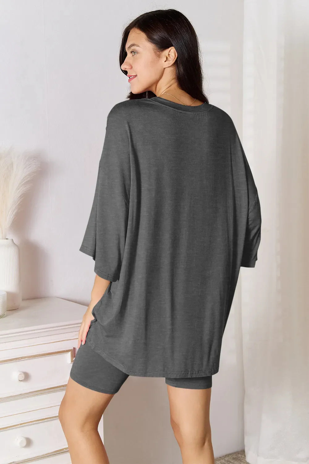 Basic Bae Full Size Soft Rayon Three-Quarter Sleeve Top and Shorts Set New Era Fashion LLc