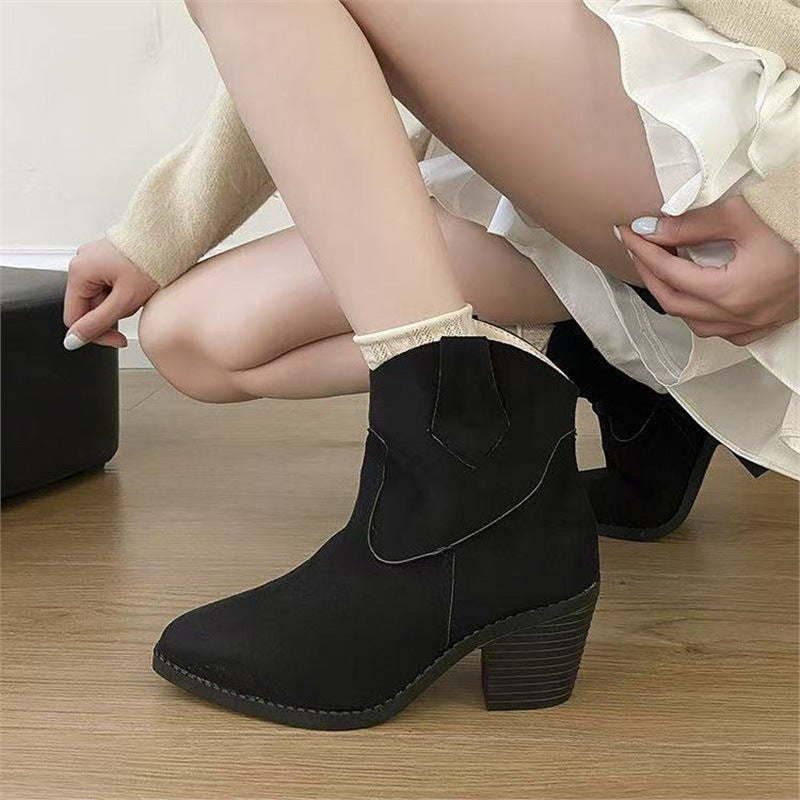 Women’s Retro Sock Cuff Booties – Stylish Ankle Boots with Stretch Cuff FitiqueFit